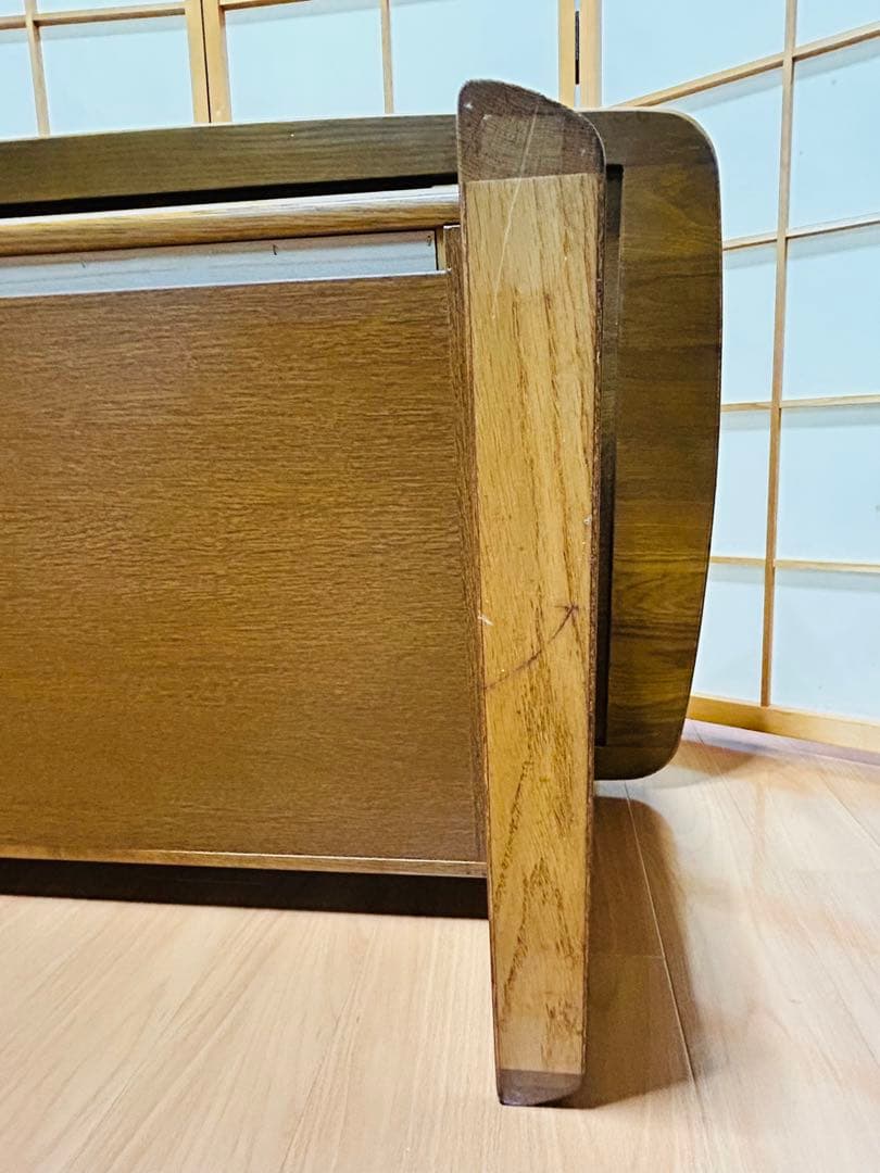 浜本工芸　ナラ無垢材　センターテーブル　ダークオーク