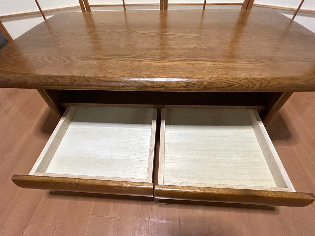 浜本工芸　ナラ無垢材　センターテーブル　ダークオーク