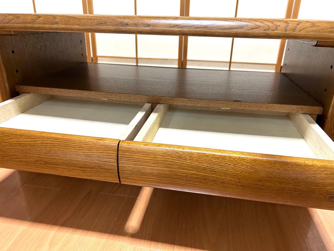 浜本工芸　ナラ無垢材　センターテーブル　ダークオーク