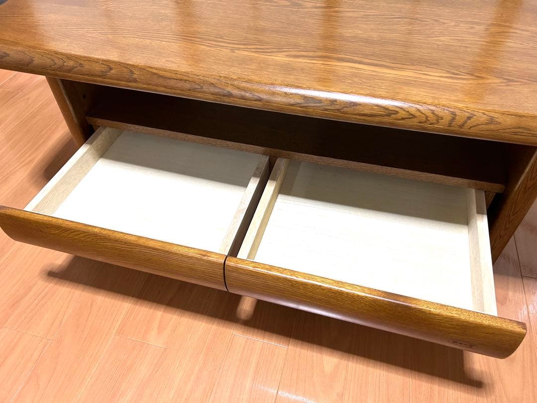 浜本工芸　ナラ無垢材　センターテーブル　ダークオーク