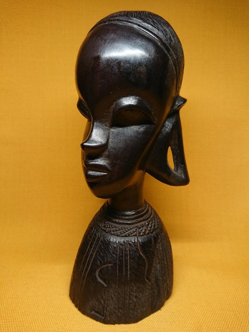 人形　木彫　黒檀　彫像　オブジェ　置物　インテリア　工芸品　美術品　A1299