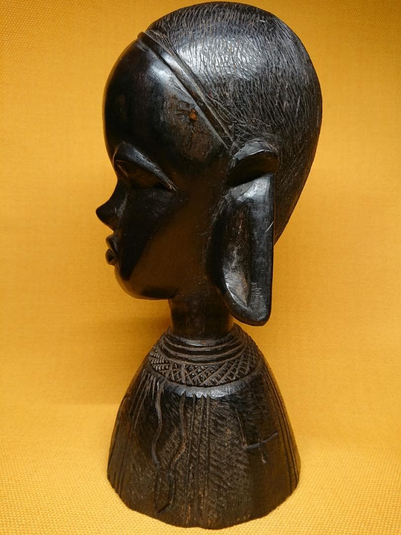 人形　木彫　黒檀　彫像　オブジェ　置物　インテリア　工芸品　美術品　A1299