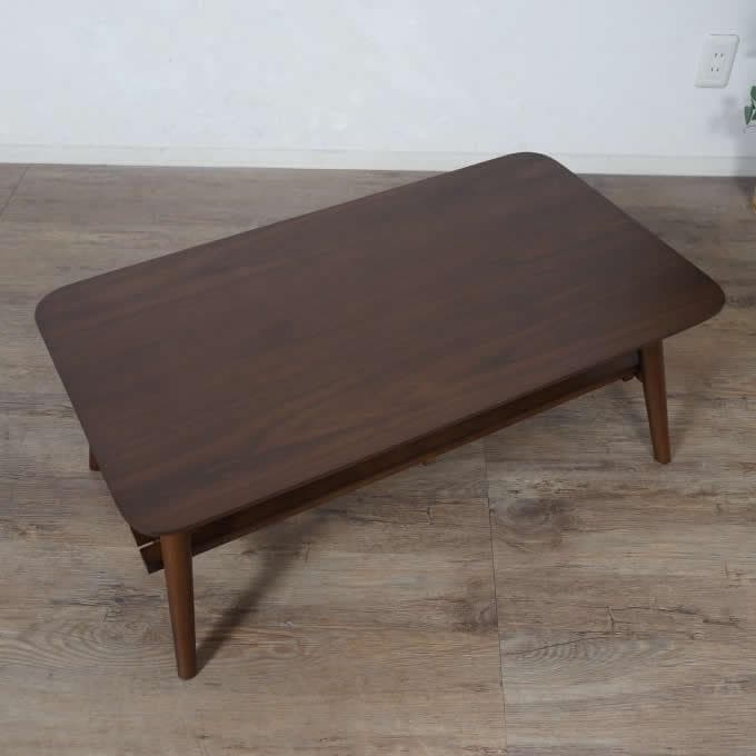 送料無料【新品】天然木 北欧調 折れ脚棚付 テーブル アウトレット