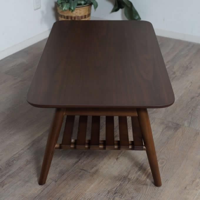 送料無料【新品】天然木 北欧調 折れ脚棚付 テーブル アウトレット