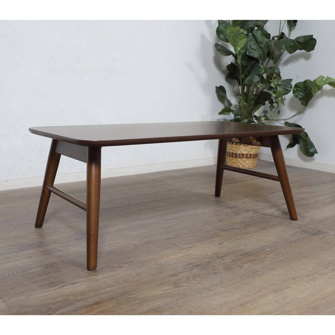 送料無料【新品】天然木 北欧調 折れ脚棚付 テーブル アウトレット