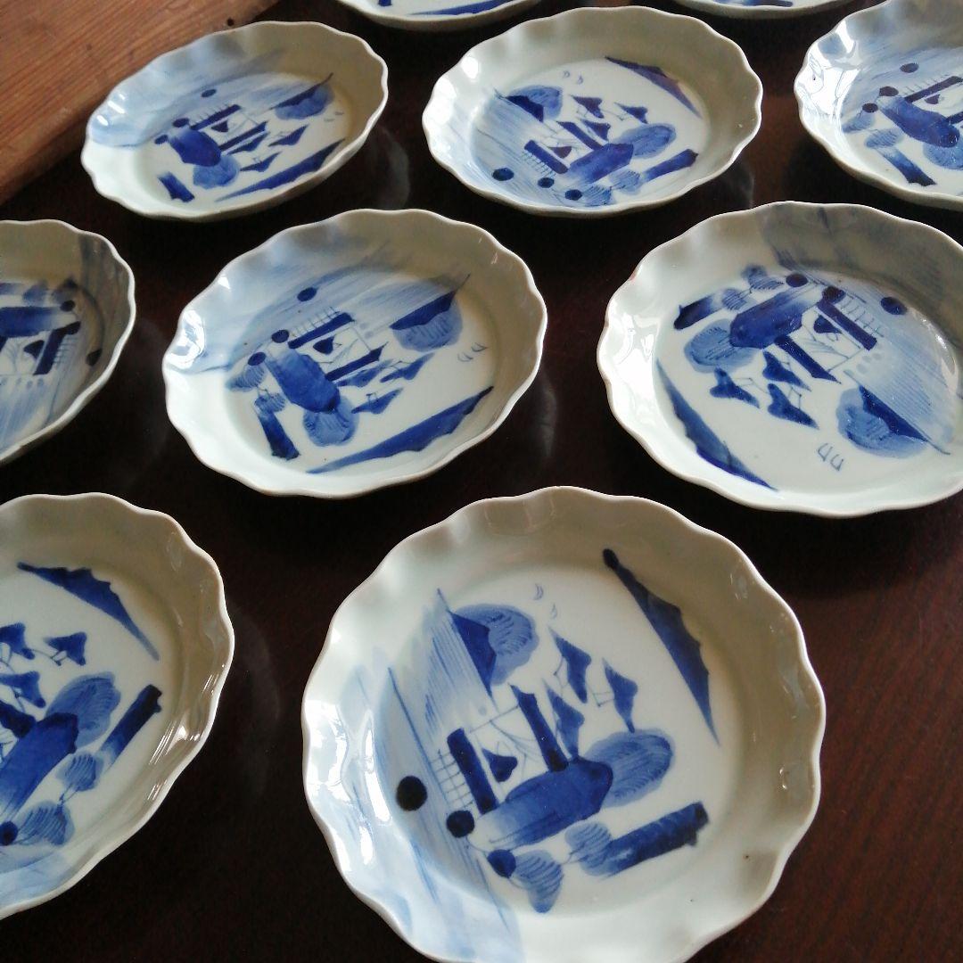 伊万里　染付輪花縁皿　10枚　16.3cm　幕末〜明治期