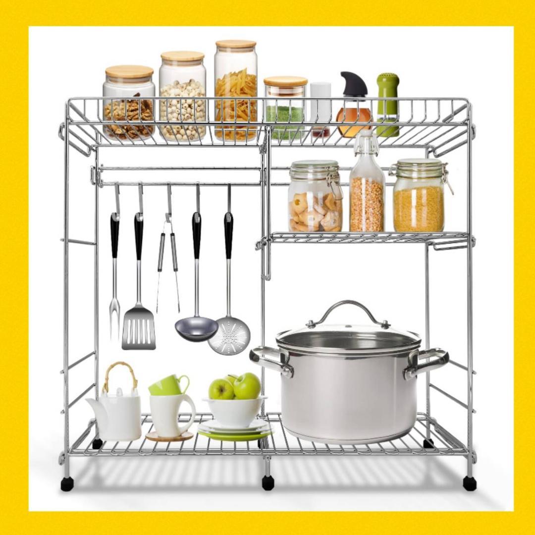 キッチンのコンロ横にピッタリの3段ラック 幅53×奥行15×高さ51cm