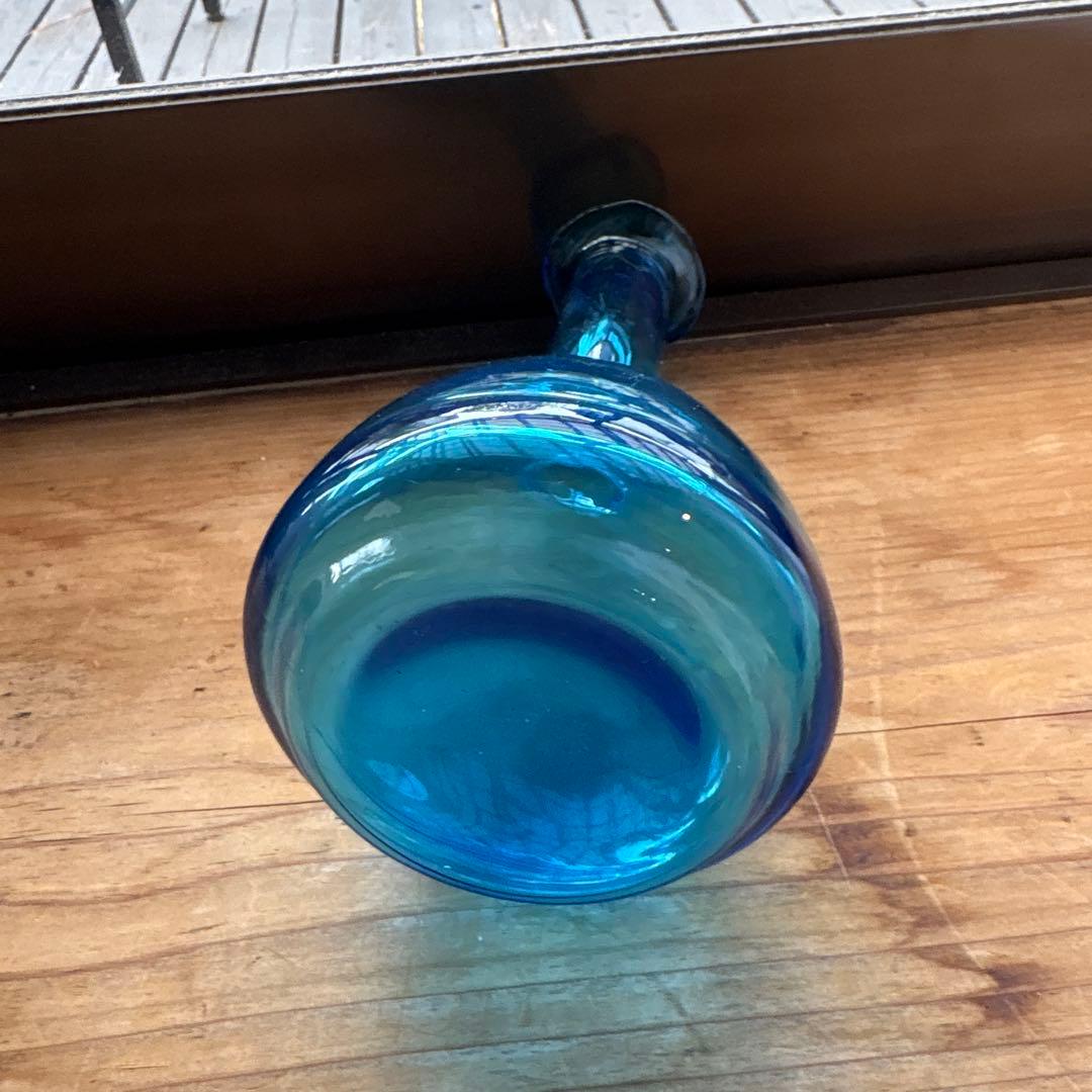 青色 フラスコ型 花瓶 - メルカリ