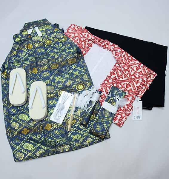 七五三 五歳 男児 羽織袴フルセット 紅一点 袴変更可能 NO37646