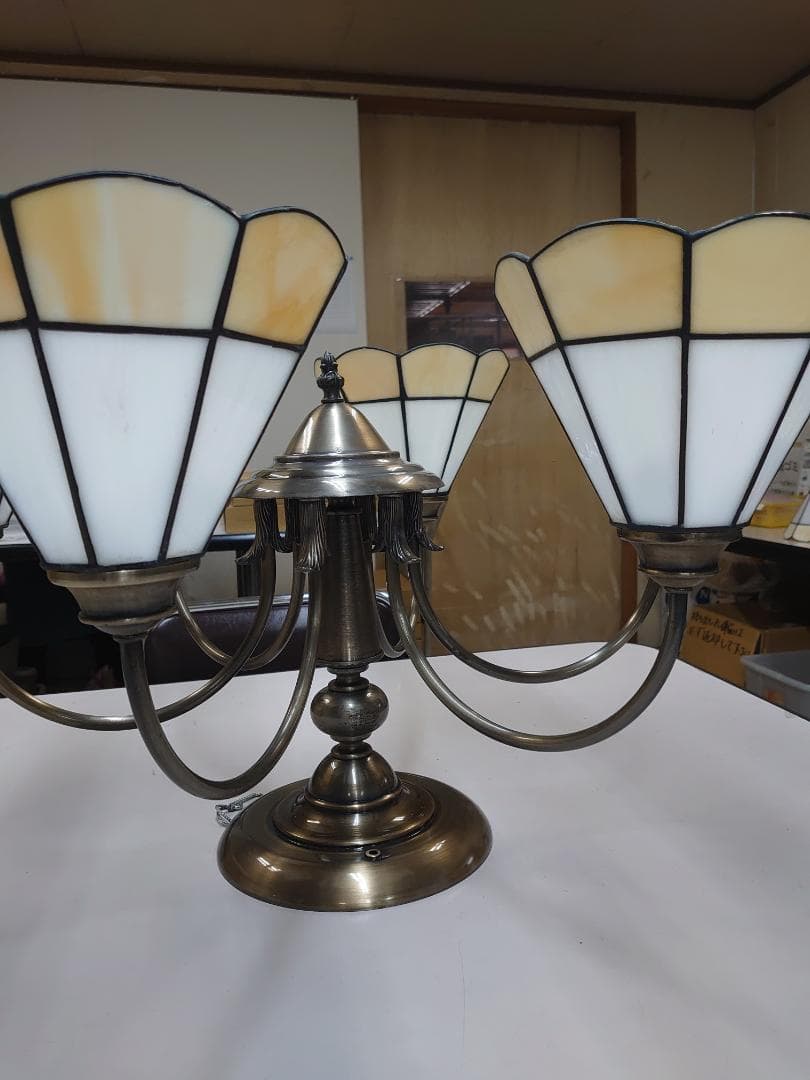 中古　アンティーク　レトロ　シャンデリア　オパールセントガラス　松下電工