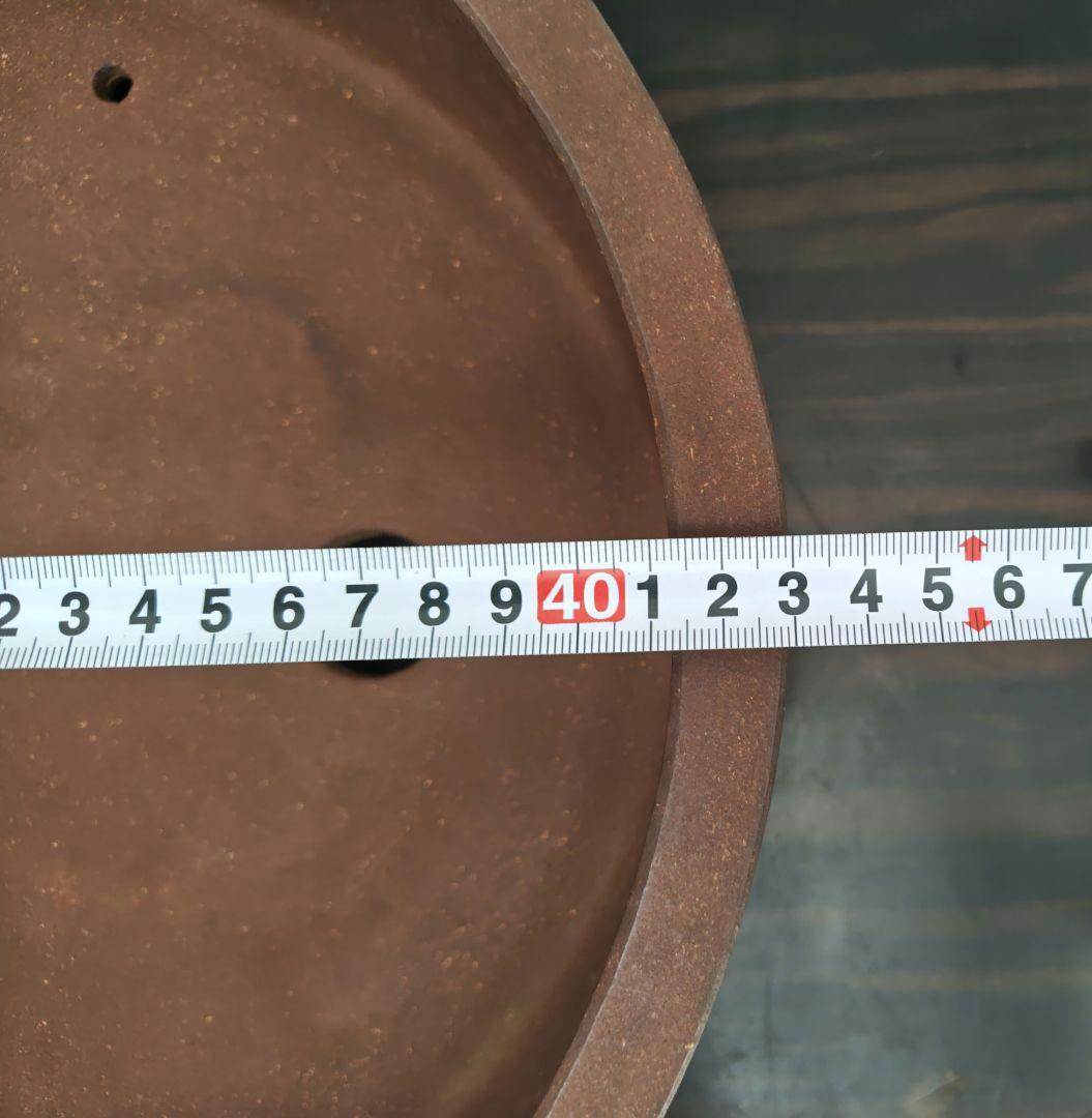 楕円形陶器盆栽鉢 茶色 排水穴付き　中型