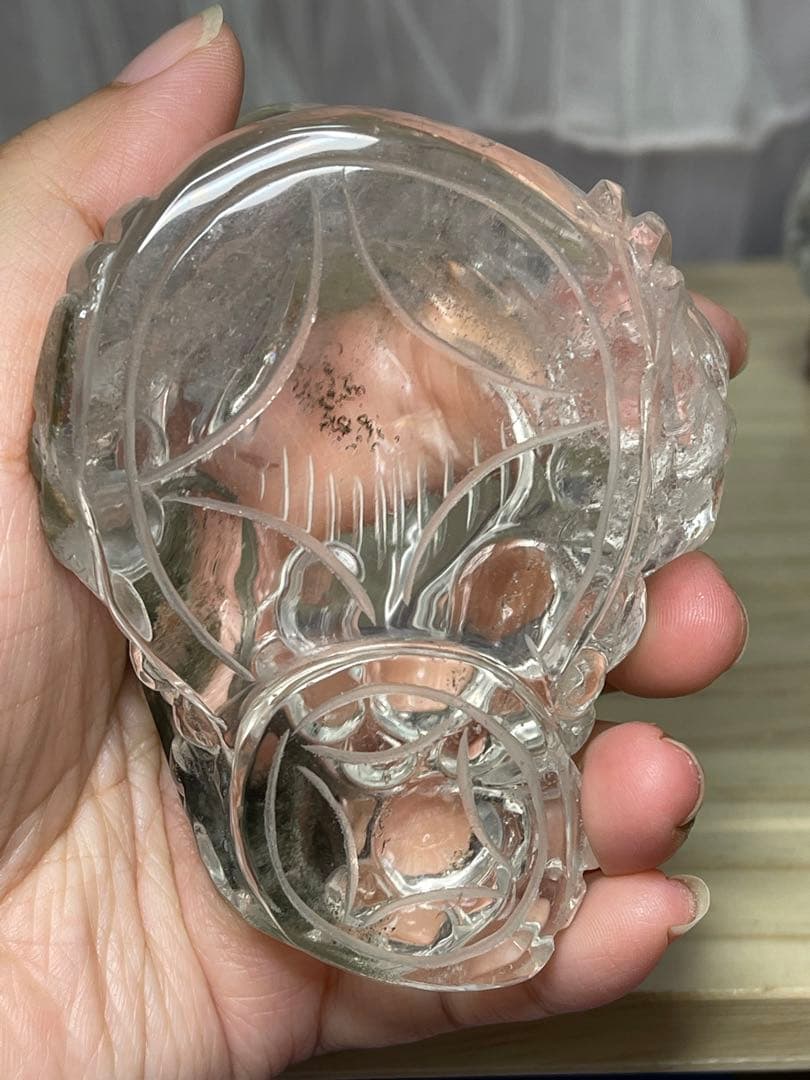 高透明❣️天然石 緑幽霊　グリーンファントム水晶 ゼニガエル 金蟾 手彫り置物