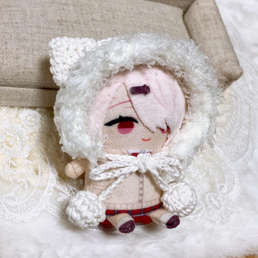 10㎝ ちびぐるみ　にじぱぺっと　にじぱぺ　ぬい服　猫耳ボンネット　白　7