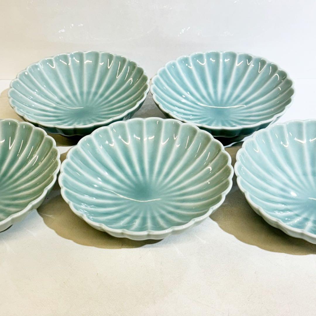 専用⭐️深川製磁　青磁　菊割小付揃 5枚セット 新品未使用品