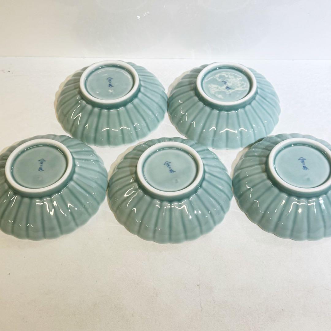 専用⭐️深川製磁　青磁　菊割小付揃 5枚セット 新品未使用品