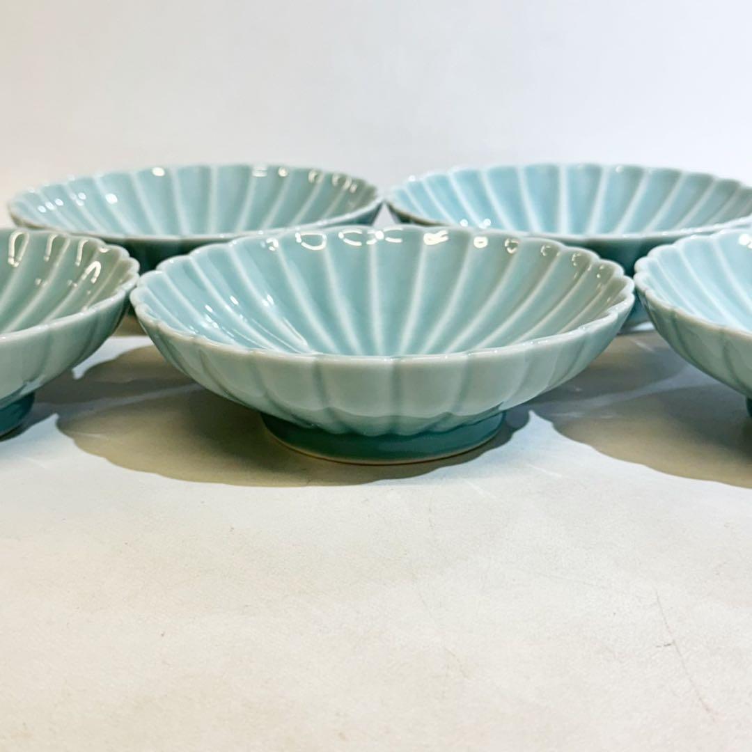 専用⭐️深川製磁　青磁　菊割小付揃 5枚セット 新品未使用品