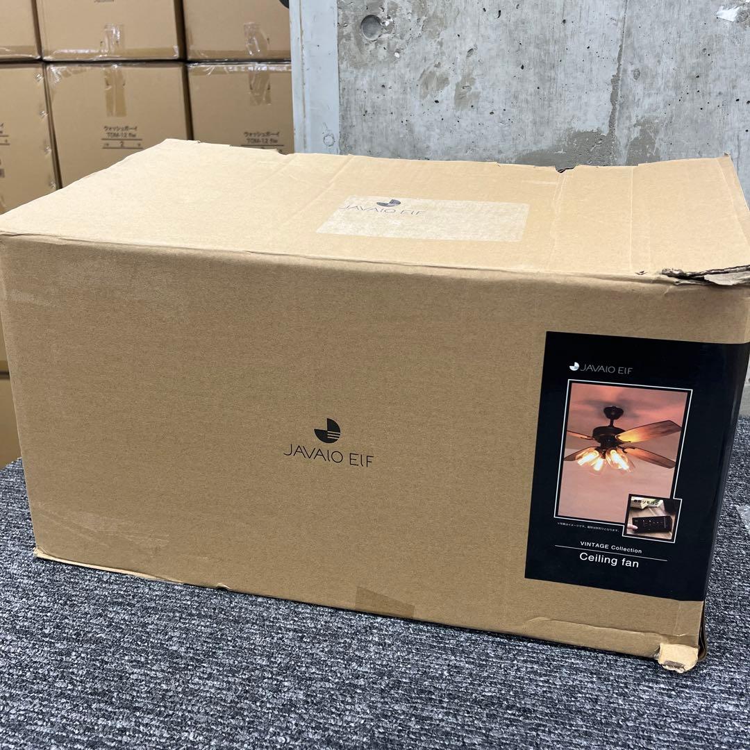 ジャバロエルフ　ヴィンテージ風シーリングファン　JE-CF027 リモコン付き