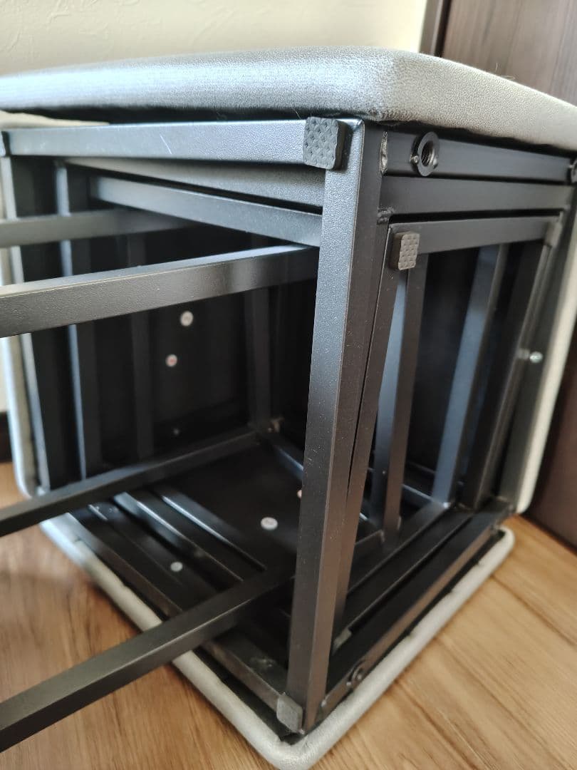 スツール　オットマン　5脚セット　5in1　グレー色　キャスター付