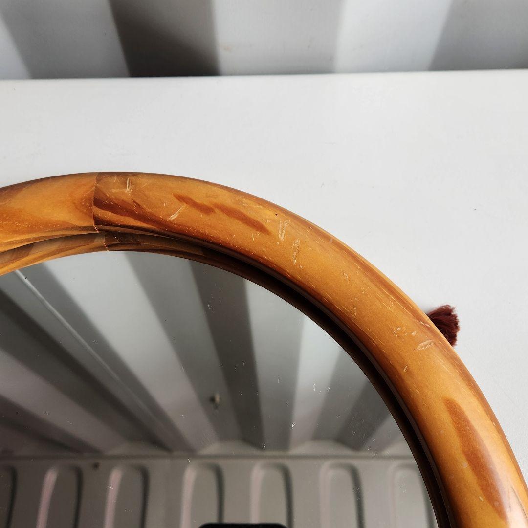 希少　ヴィンテージ　木製フレーム　オーバル　ウォールミラー 壁掛け鏡 天然木 鏡