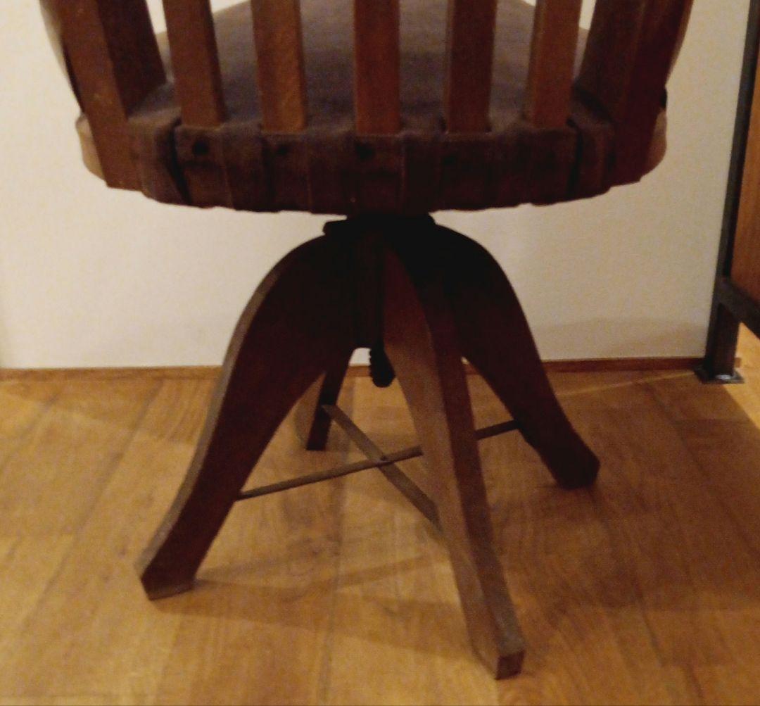 和製アンティーク 回転椅子 ナラ材 大正ロマン チェア イス レトロ ②