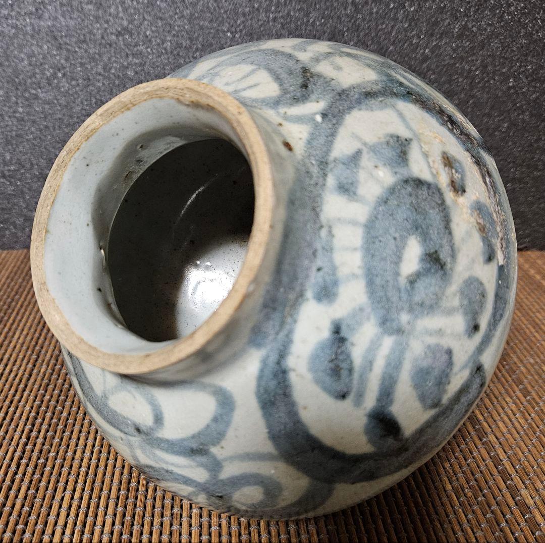 16C.頃 中国古陶磁器 南方系 古安南 宋胡録 青華 安南染付 花文様 酒会