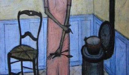 ベルナール・ビュッフェ、【Femme au poele】、希少な額装用画集より