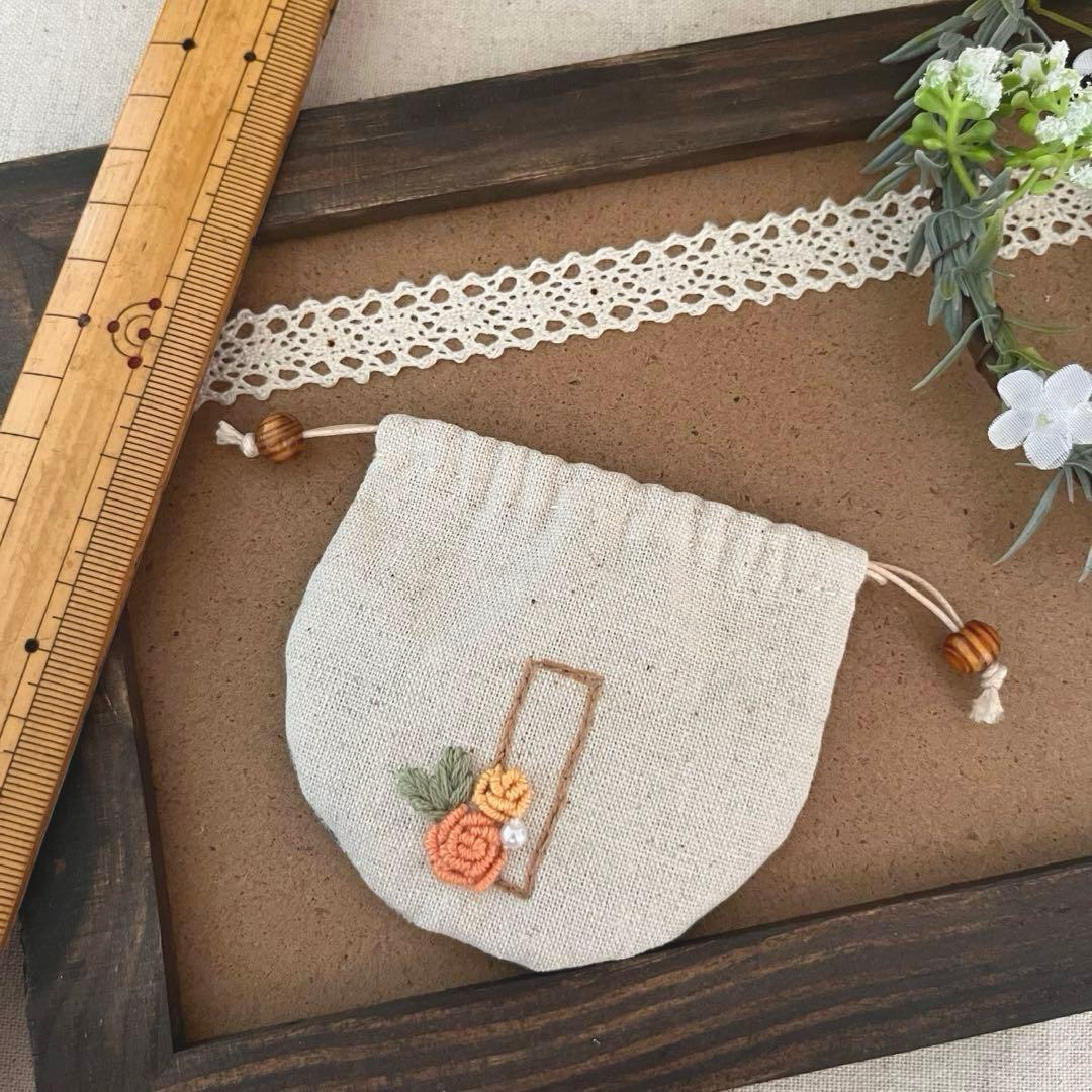 2409-10 手のひら巾着サシェ 香り袋 『I』　SOLD→ご注文承ります♡