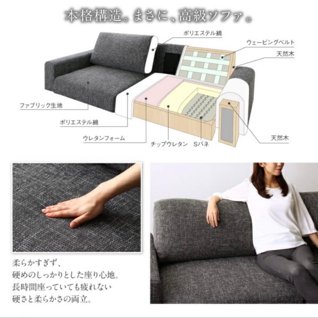 楽天 シンプルモダン ローソファ 二人掛け オットマン付完成品