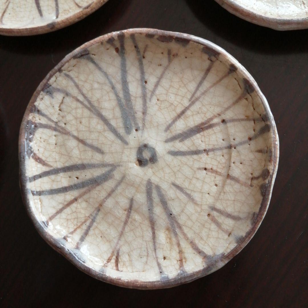 瀬戸焼　加藤作助　志野菊花紋小皿　10枚　10.3cm　大正～昭和中期