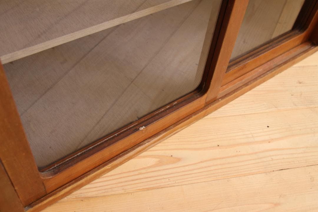 ガラス棚　食器棚　収納棚　本棚　棚　木製　古道具　古家具　ビンテージ　レトロ