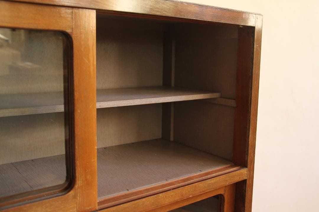 ガラス棚　食器棚　収納棚　本棚　棚　木製　古道具　古家具　ビンテージ　レトロ