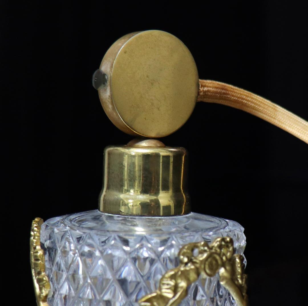 オールド・バカラ 珍品 ブロンズ装飾 ディアマンビゾー バルブ式アトマイザー