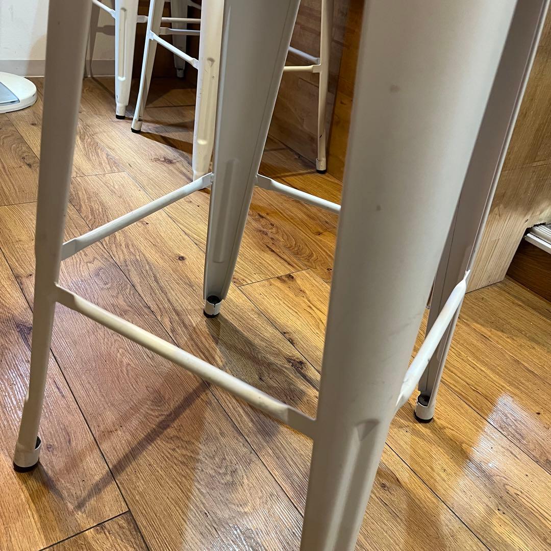 ハイスツール(座面木製ウッド)ホワイト/パンガススツール