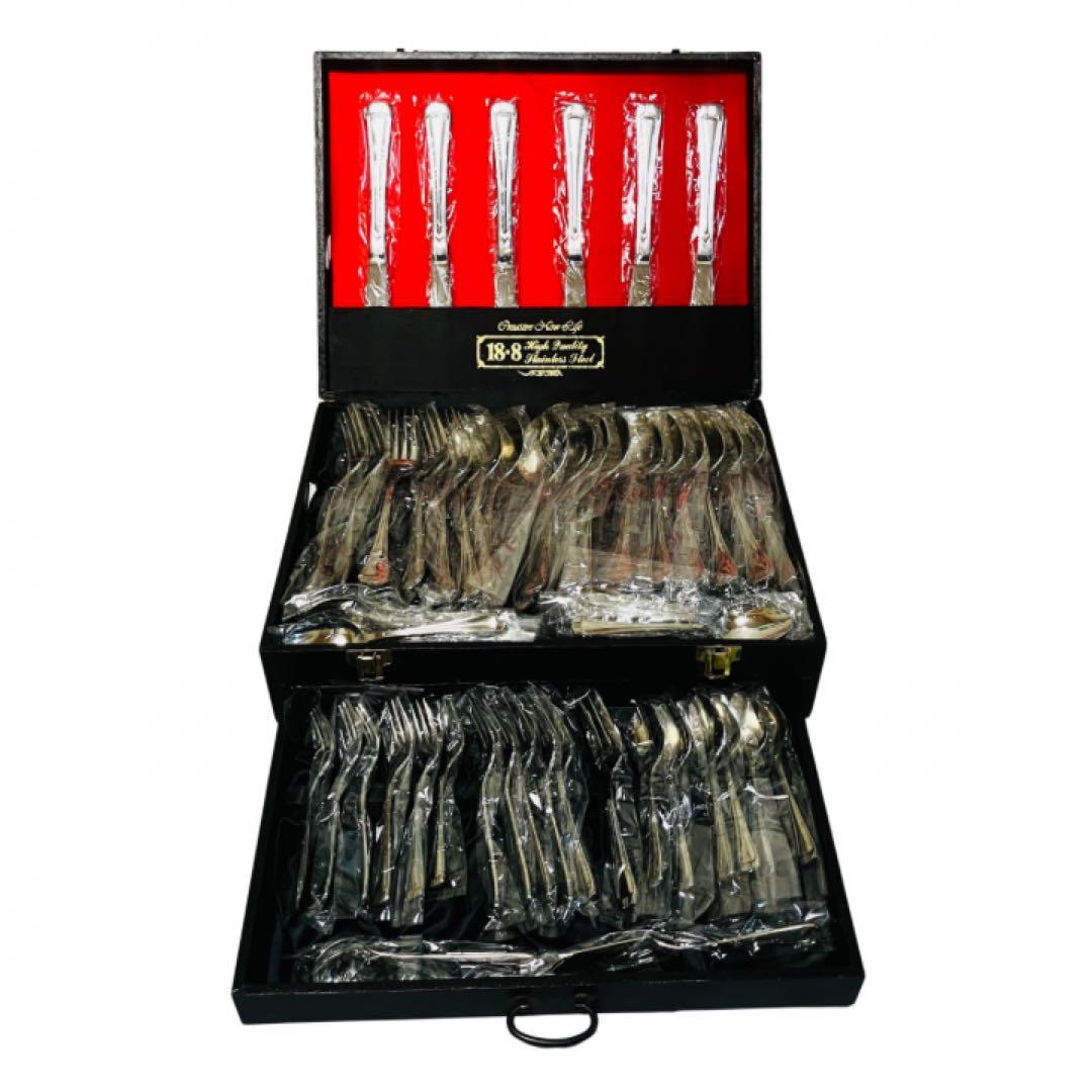 【未使用品】AZUMA 18-8 ステンレスカトラリーセット 50本