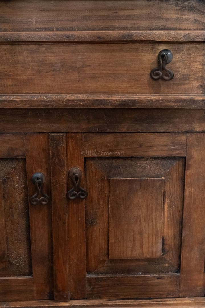 ヨーロッパ　アンティーク剥離家具　無垢 飾り棚 ディスプレイ キャビネット食器棚