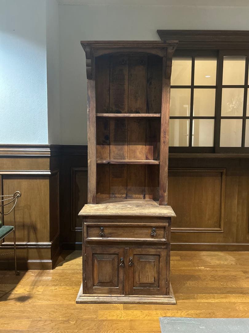 ヨーロッパ　アンティーク剥離家具　無垢 飾り棚 ディスプレイ キャビネット食器棚