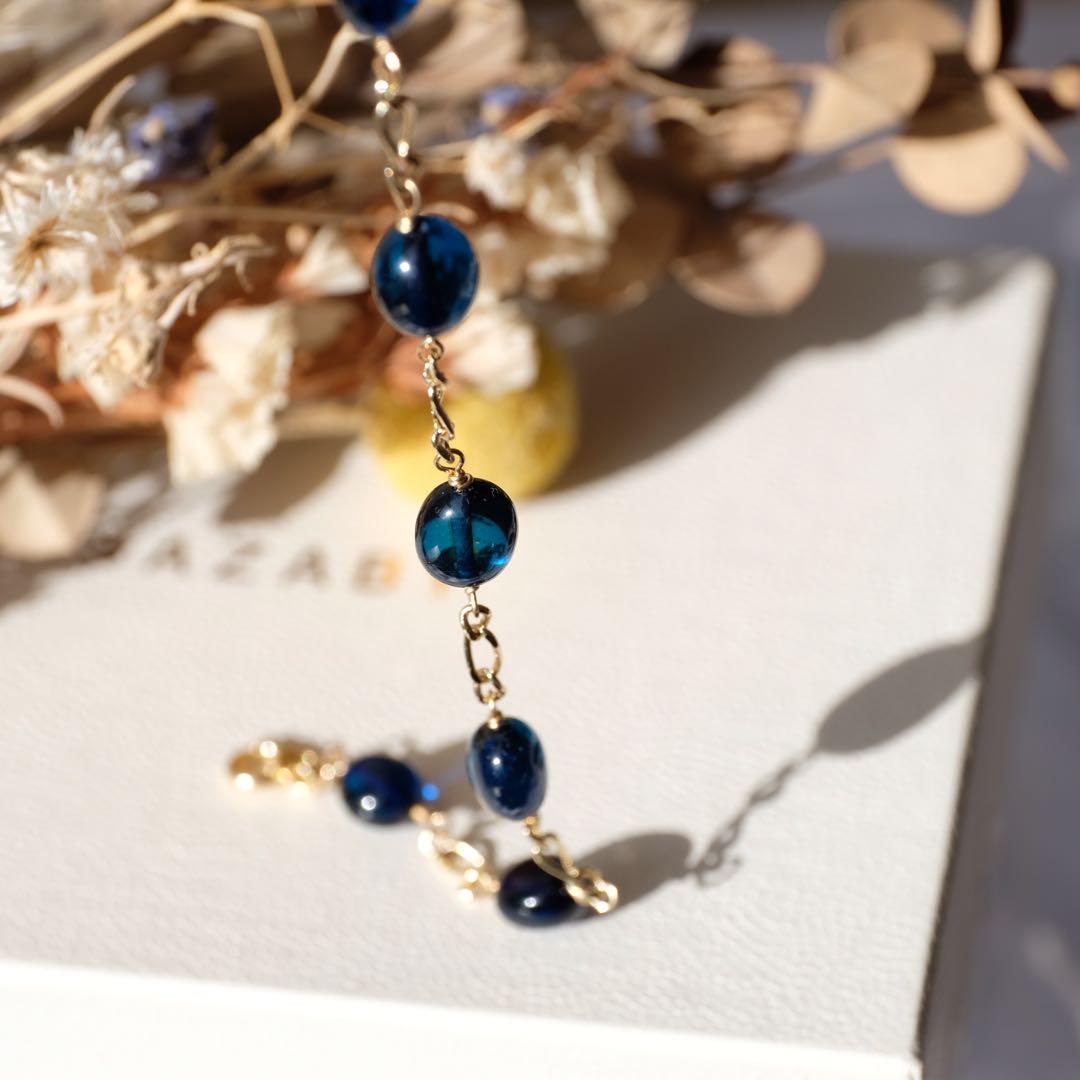 【再販】14kgfサファイアブルーアンバーブレスレット