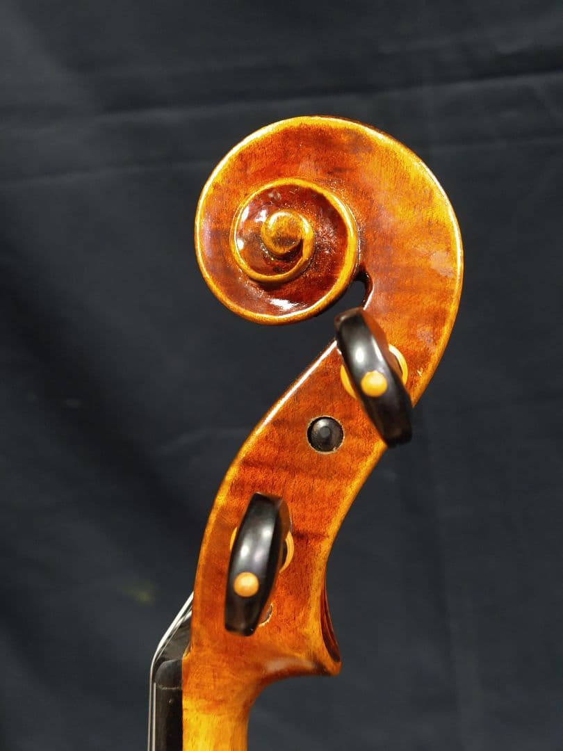 珍しい 、美しいデザインの 手作り バイオリン　カーボンファイバーケース＆弓付き