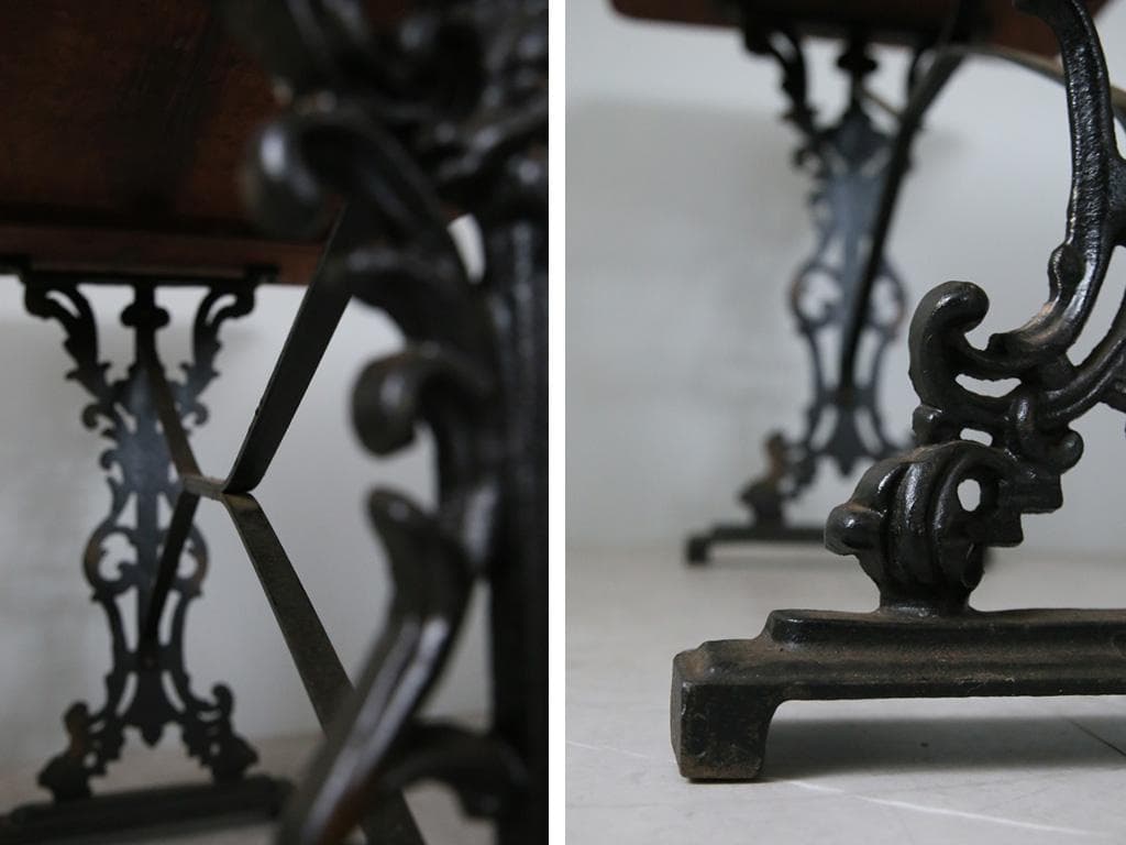 フランスアンティーク鉄脚カフェテーブル/ビストロ机/ダイニング飾り棚(85-44