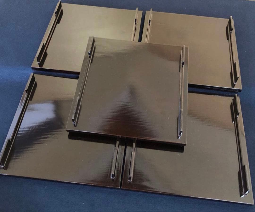 《レ》黒塗 流水紅葉蒔絵 脚付膳 四方膳10客 木製漆器 木箱260116き4