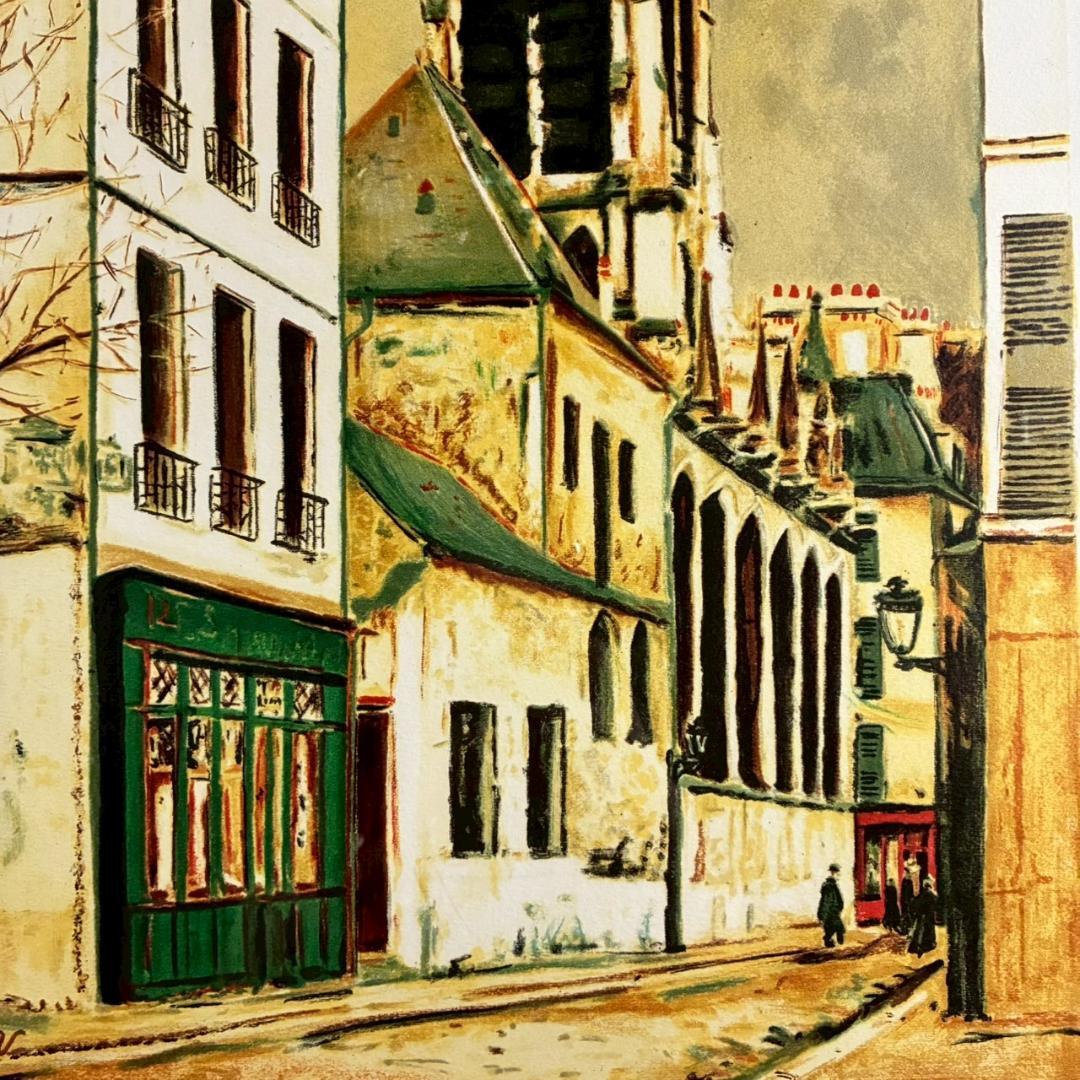 モーリス・ユトリロ「サン・セヴランの教会」リトグラフ 直筆サイン入