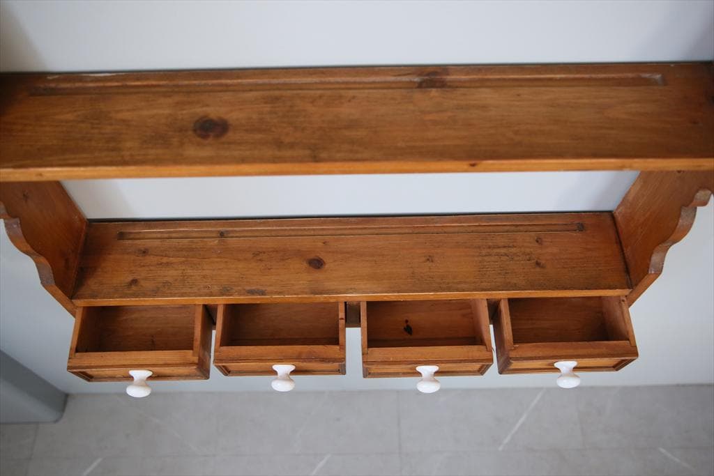 イギリスアンティーク木製ウォールシェルフ/壁掛けラック/飾り棚(91-214)