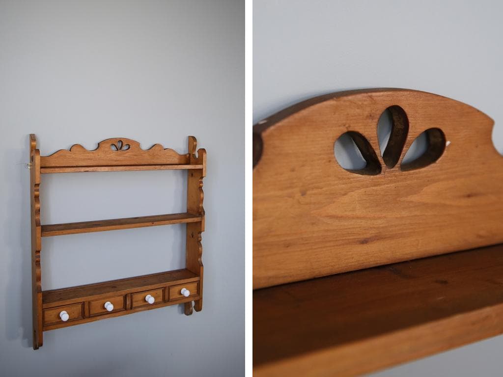 イギリスアンティーク木製ウォールシェルフ/壁掛けラック/飾り棚(91-214)