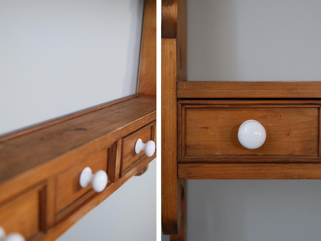 イギリスアンティーク木製ウォールシェルフ/壁掛けラック/飾り棚(91-214)