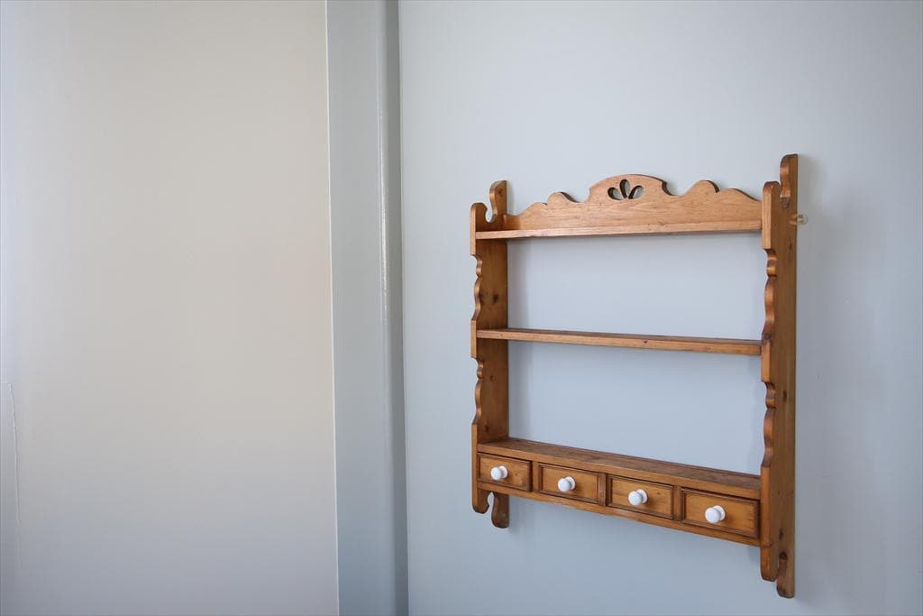 イギリスアンティーク木製ウォールシェルフ/壁掛けラック/飾り棚(91-214)