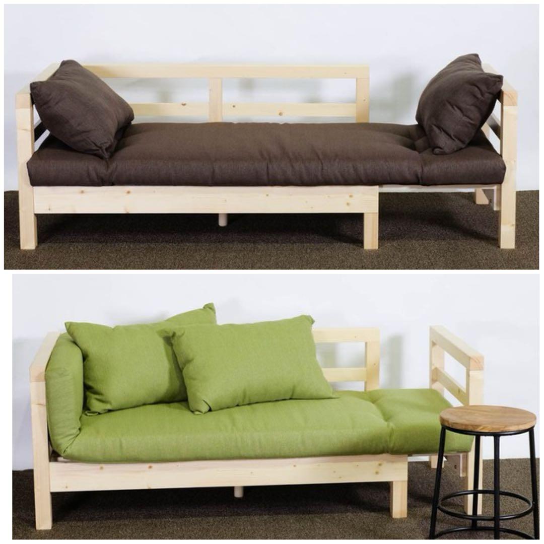 E 新品 北欧 パイン材 ソファベッド オレンジ セミシングル すのこベッド