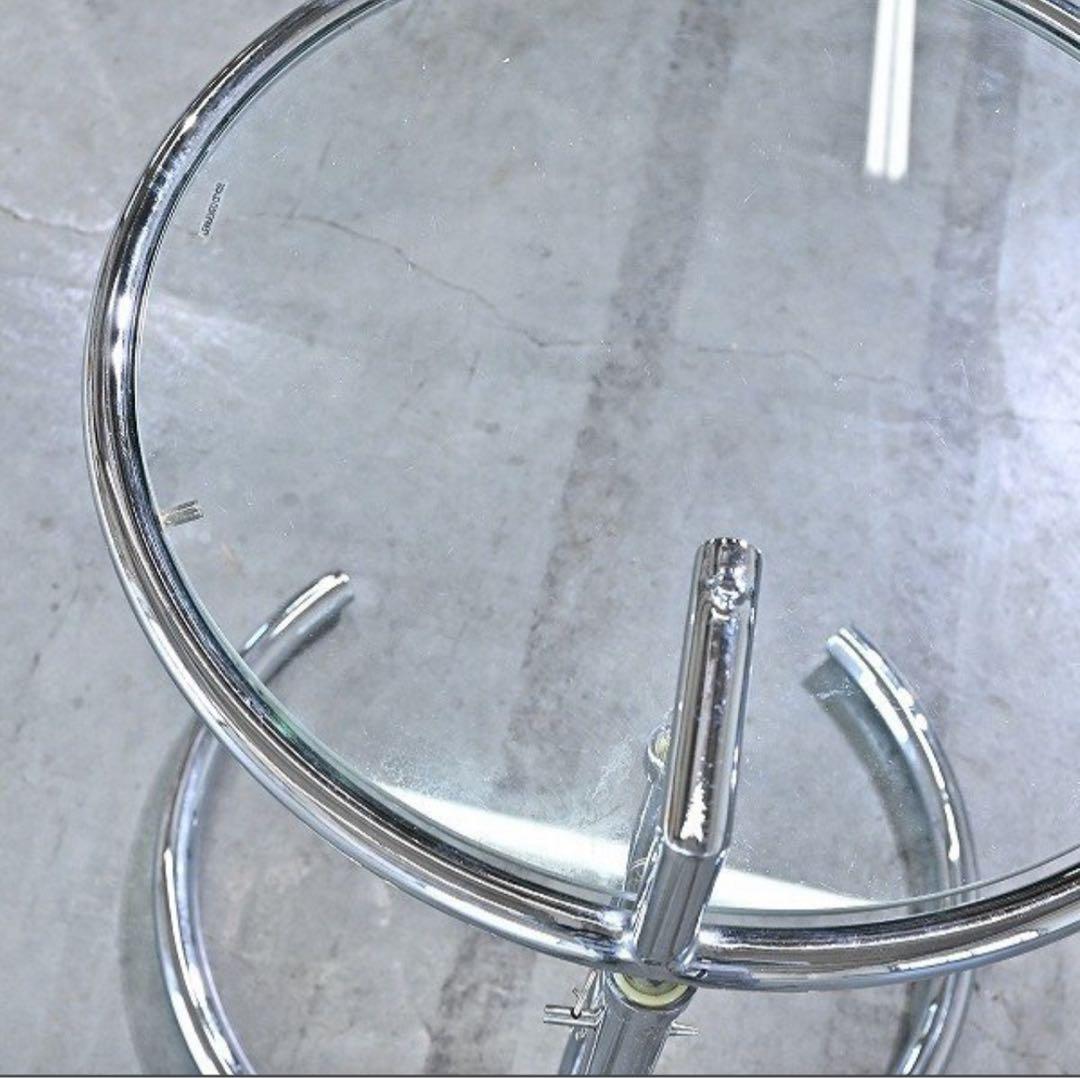 アイリーン・グレイ「アジャスタブルテーブル」リプロダクト ガラストップ 昇降