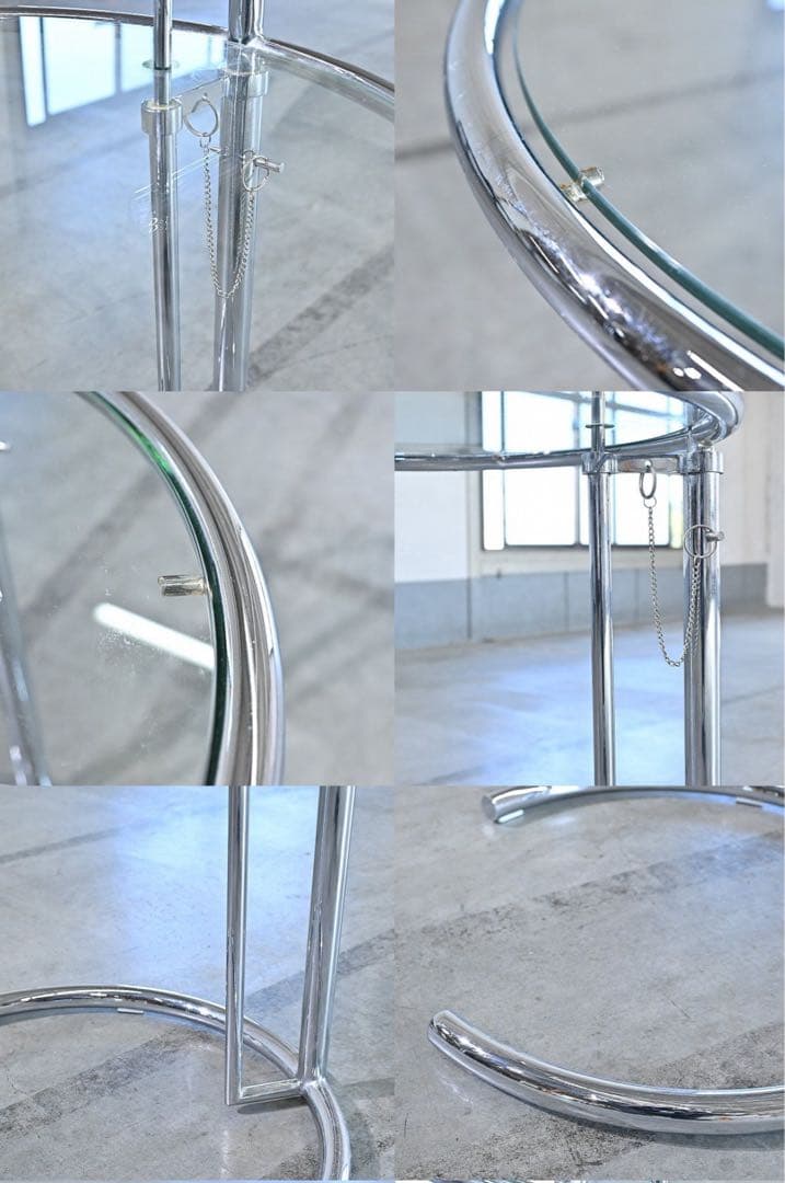 アイリーン・グレイ「アジャスタブルテーブル」リプロダクト ガラストップ 昇降