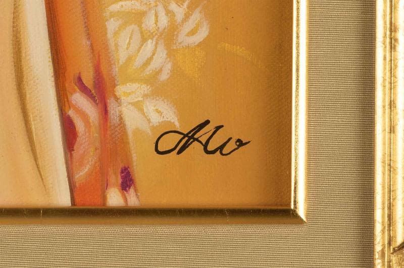 森本草介　油彩　肉筆『立ち姿』表と裏サイン　目黒雅叙園美術館　P8　額　b673