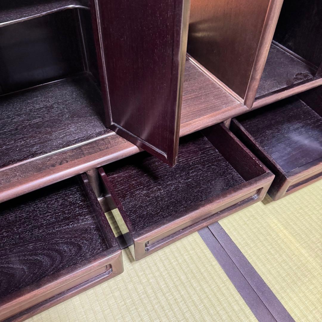 【美品】唐木 棚　無垢 茶棚 高さ違い棚 茶箪笥 レトロ　送料込